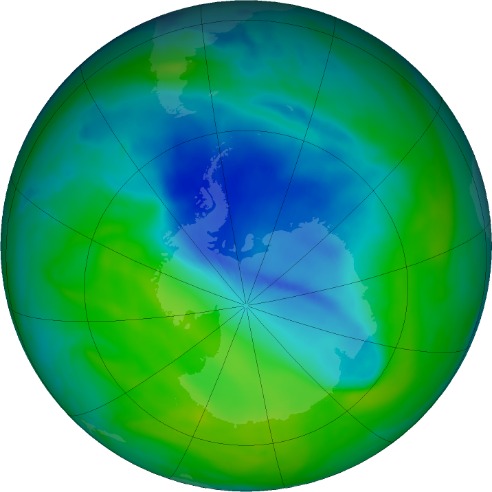 Antarctic ozone map for 17 December 2023